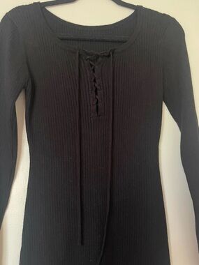Black knee length Long Sleeve Dress